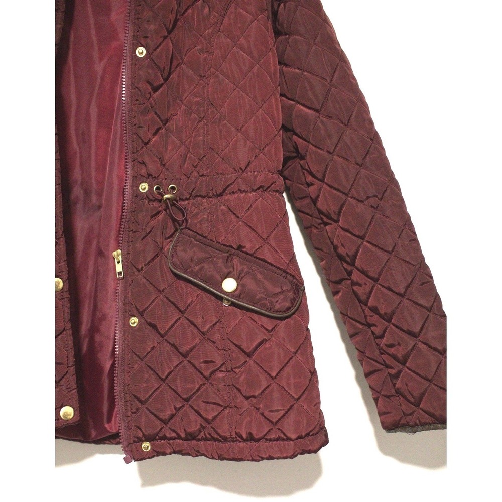 Jason Maxwell Burgundy Quilted Jacket Womens Small Lightweight Barn Coat Wine - Picture 3 of 5